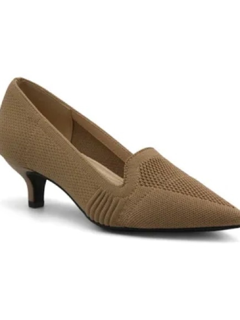 Adrienne Vittadini Tan Neutral Stretch Knit Pointy Toe Pumps Size 8.5